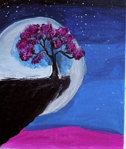 Sand painting, cherry blossom